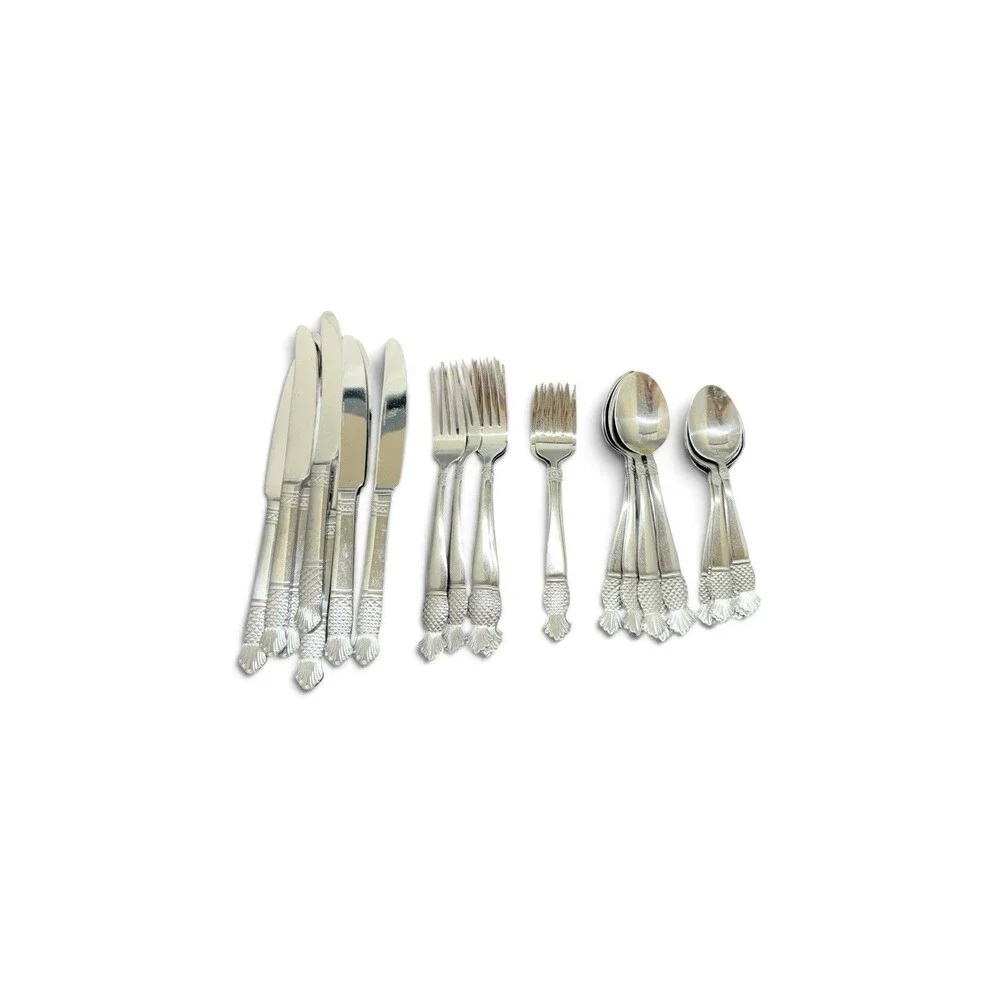 International Stainless Steel China Flatware Set Pineapple Fruit 33 Count